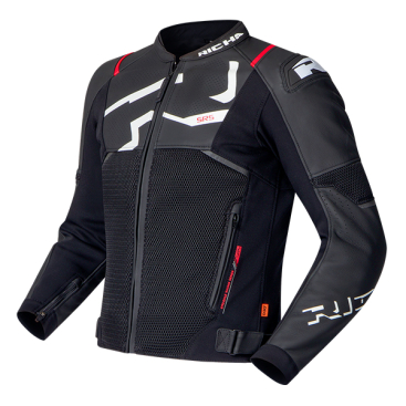 RICHA STRADALE EVO LEATHER JACKET BLACK/WHT