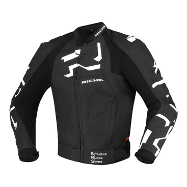 RICHA STRADALE EVO LEATHER JACKET BLACK/WHT