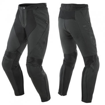 DAINESE PONY 3 LEATHER TROUSERS 076 BLACK MATT
